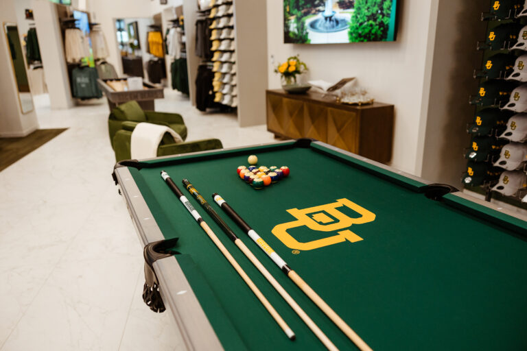 Baylor University custom pool table in spirit shop